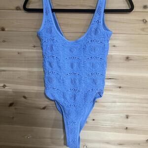Freepeople Blue Crochet Bodysuit Bodysuit